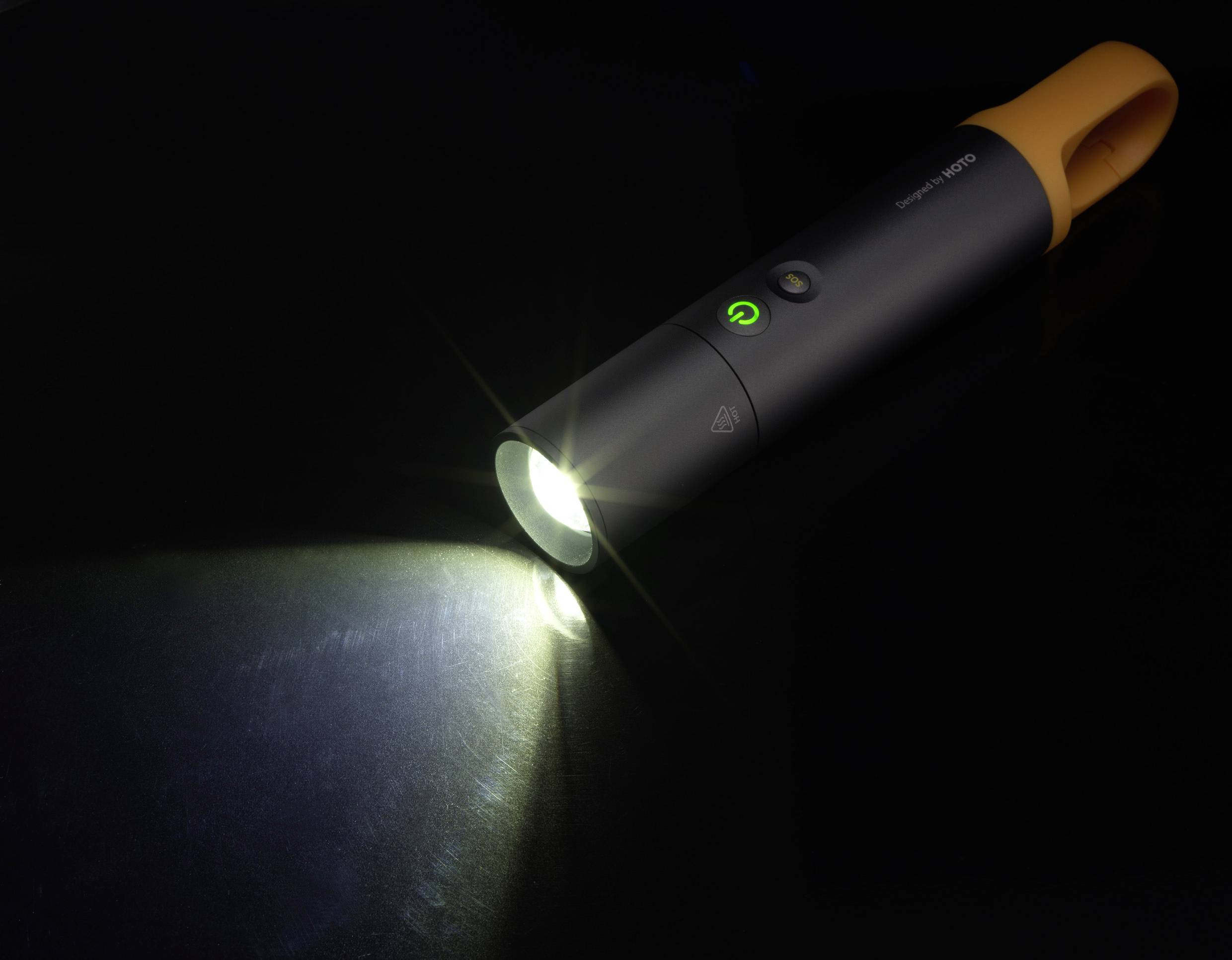 Torch illuminates against a black background.