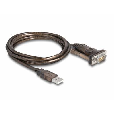 A USB-to-Serial cable with a USB connector on one end and a 9-pin RS232 plug on the other end.