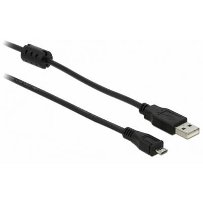 A USB cable with a standard USB socket on one side and a micro-USB socket on the other side.