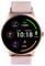 A smartwatch with a pink strap shows steps (12,560), calories burned (1,320), pulse (128 bpm), temperature (108°F) and time (10:18).