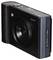 Black digital camera with lens and control buttons on the top, suitable for photography enthusiasts.