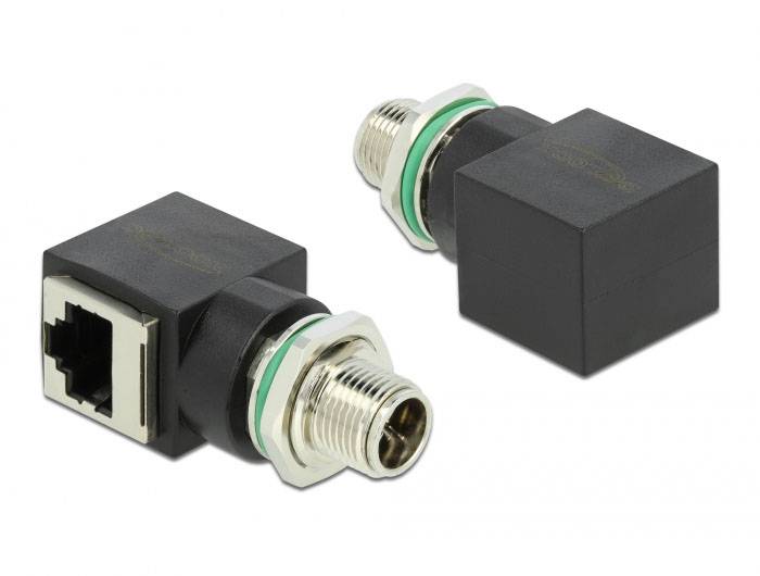 Delock M12 / RJ45 Networks Adapter Cable [1x M12 plug - 1x RJ45 socket] Black-1