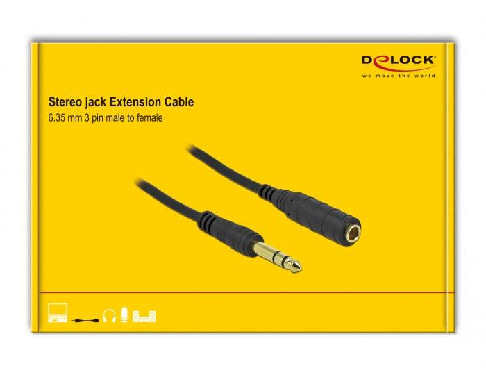 Delock 86766 Jack Audio/phono Cable [1x Jack plug 6.35 mm - 1x Jack socket 6.35mm] 10 m Black-3