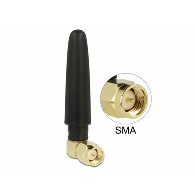 Small black antenna with SMA connector, suitable for wireless devices. Close-up shows the gold-coloured connection in detail.