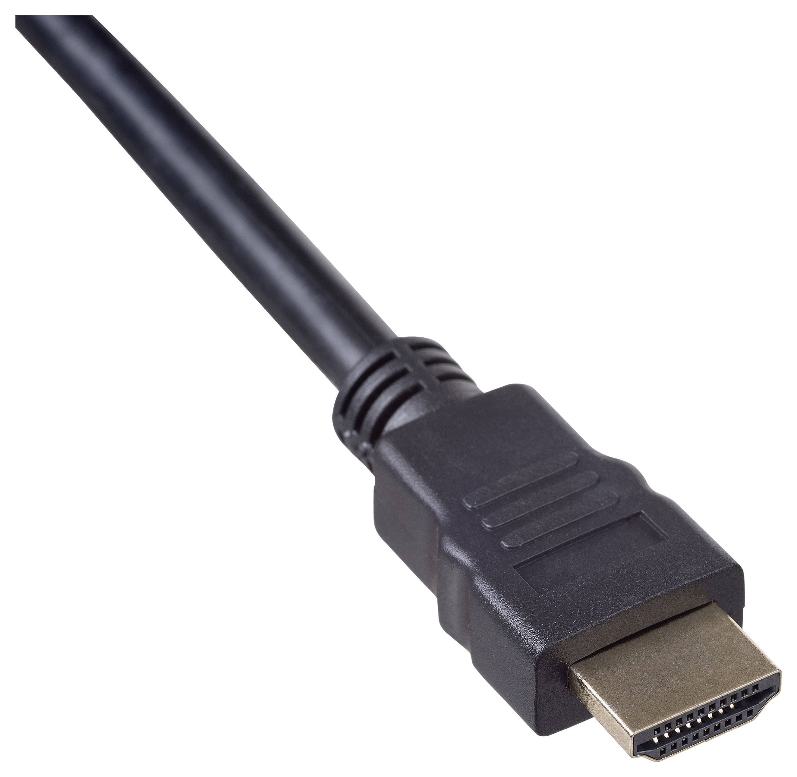 A black HDMI cable with a connector used for transmitting audio and video signals.