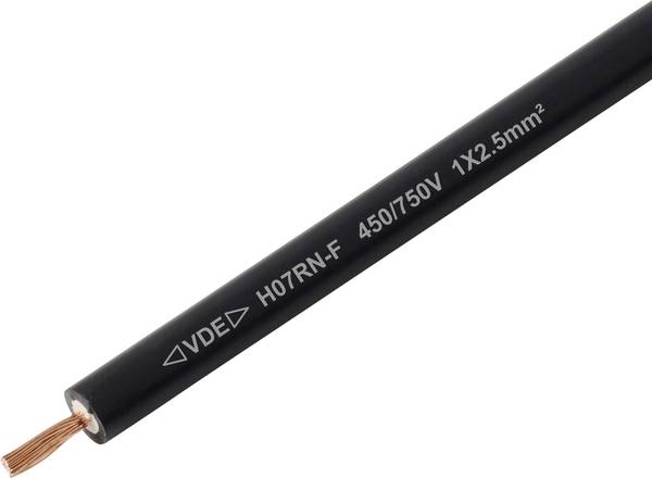 TRU COMPONENTS TC-13537060 Rubber flexible cable H07RN-F 1 x 2.5 mm² Black Sold per metre