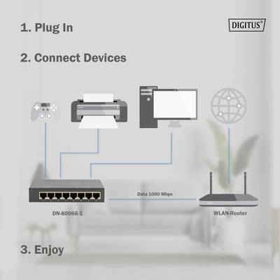 Digitus DN-80066-1 DN-80066-1 Network RJ45 switch 8 ports 10 / 100 / 1000 MBit/s-9