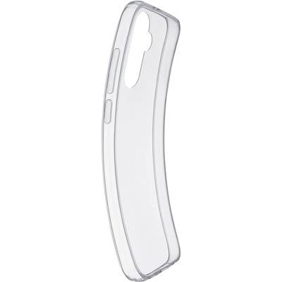 Transparent, curved smartphone case with cut-outs for the camera and buttons, suitable for protecting and styling a mobile device.