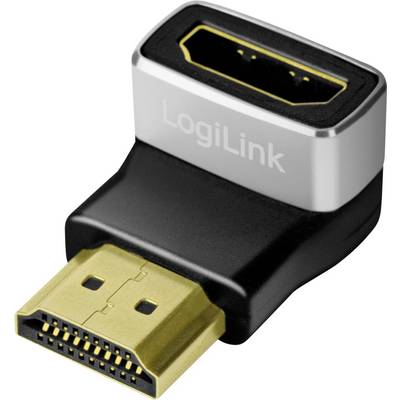 'HDMI adapter, male to female, with gold contacts and the LogiLink brand.'