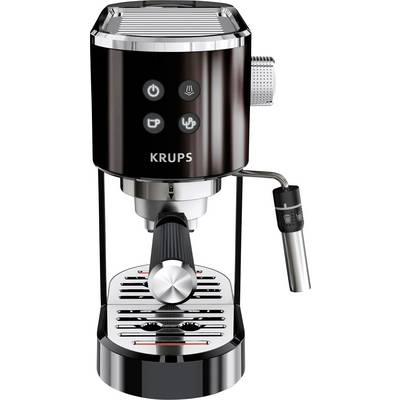 Krups espresso machine with steam wand and drip tray, perfect for preparing cappuccino.