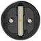 'Rear view of a black plug with CE symbol and power rating 16A-250V, showing two round contacts and an earth connection.'