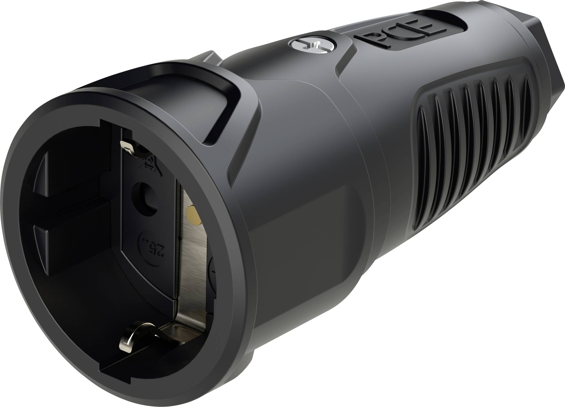 PC Electric 2510-ssc Safety mains socket Rubber 250 V Black IP20