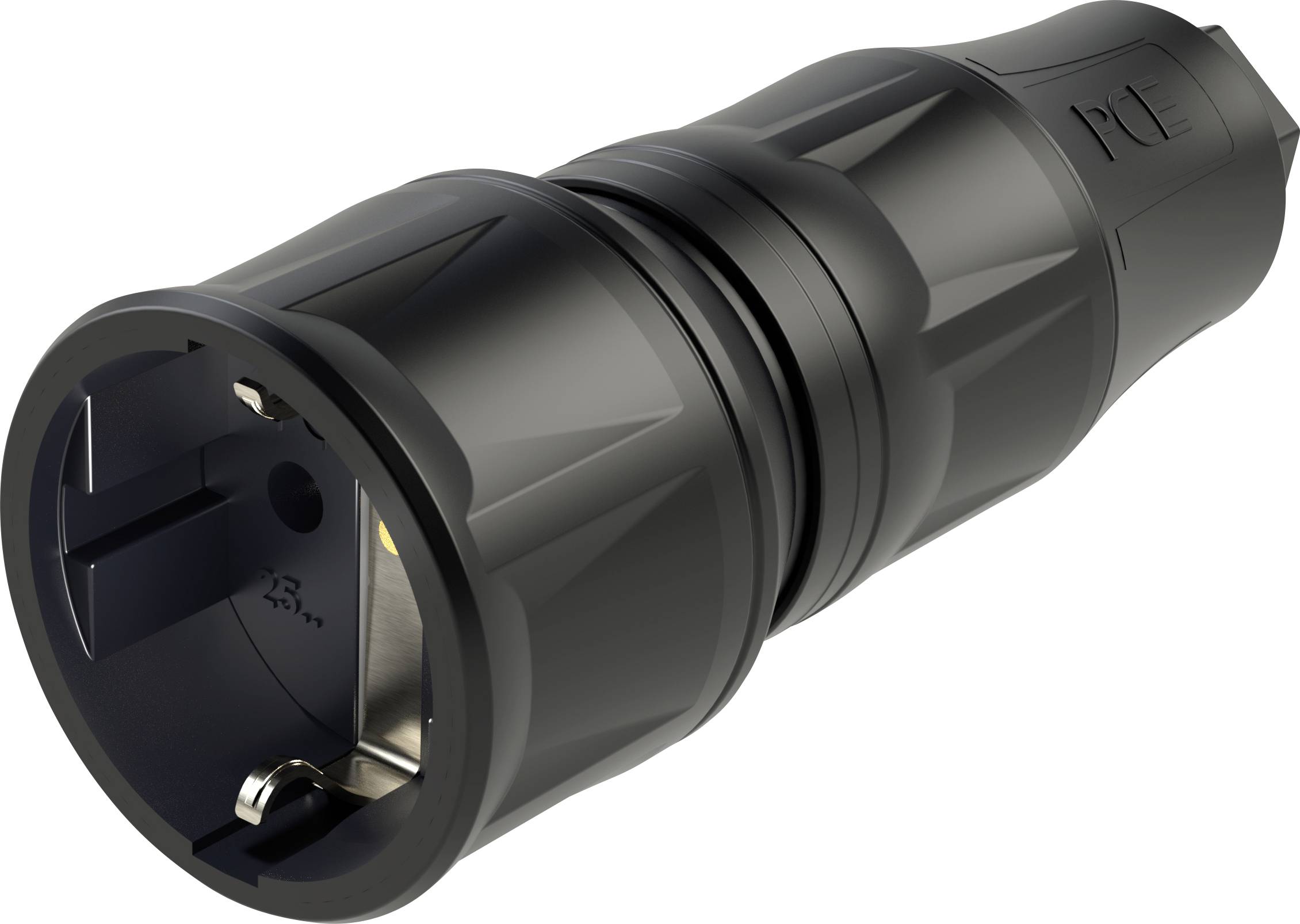 PC Electric 25730-ssc Safety mains socket Plastic 250 V Black IP20