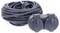 'Black extension lead with double socket and Euro plug, suitable for outdoor use.'
