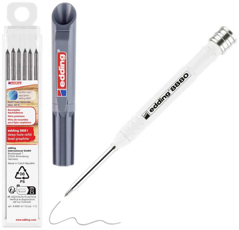 Edding DIY Baumarker Graphit 4-8880-8881 Drill hole marker Grey, White 1 Set