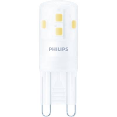 LED lamp by Philips, cylindrical in shape, with yellow illuminating elements visible through a transparent housing.