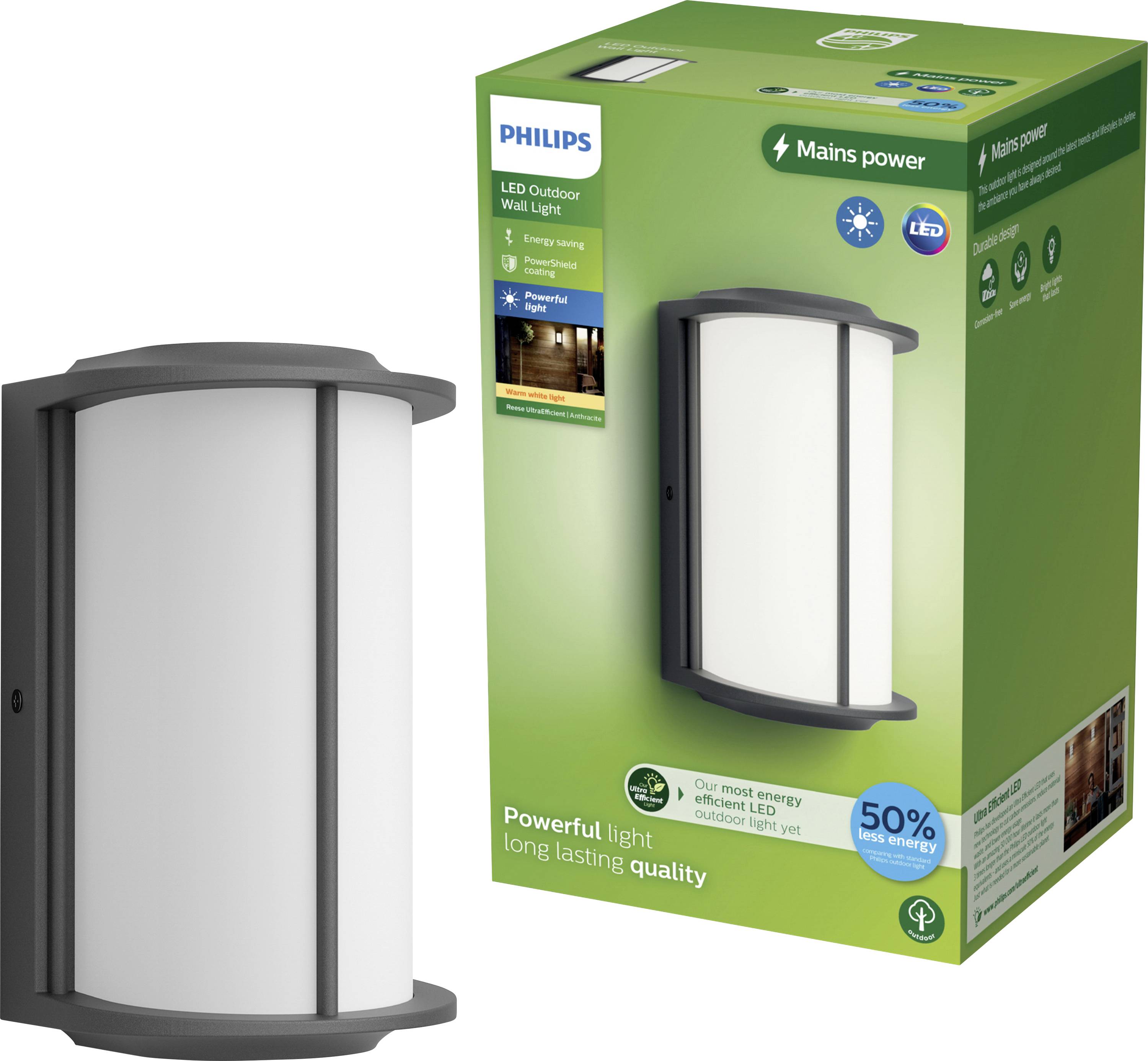 Philips LED Reese 929004140801 LED outdoor wall light LED (monochrome) 4.3 W Anthracite