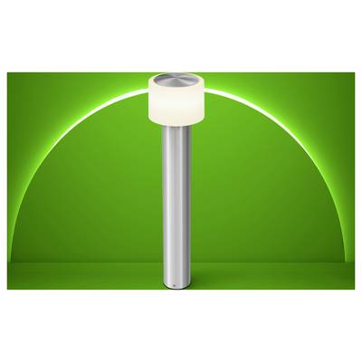 A silver cylindrical battery with a white positive terminal, centered on a green background indicating a charged power source.