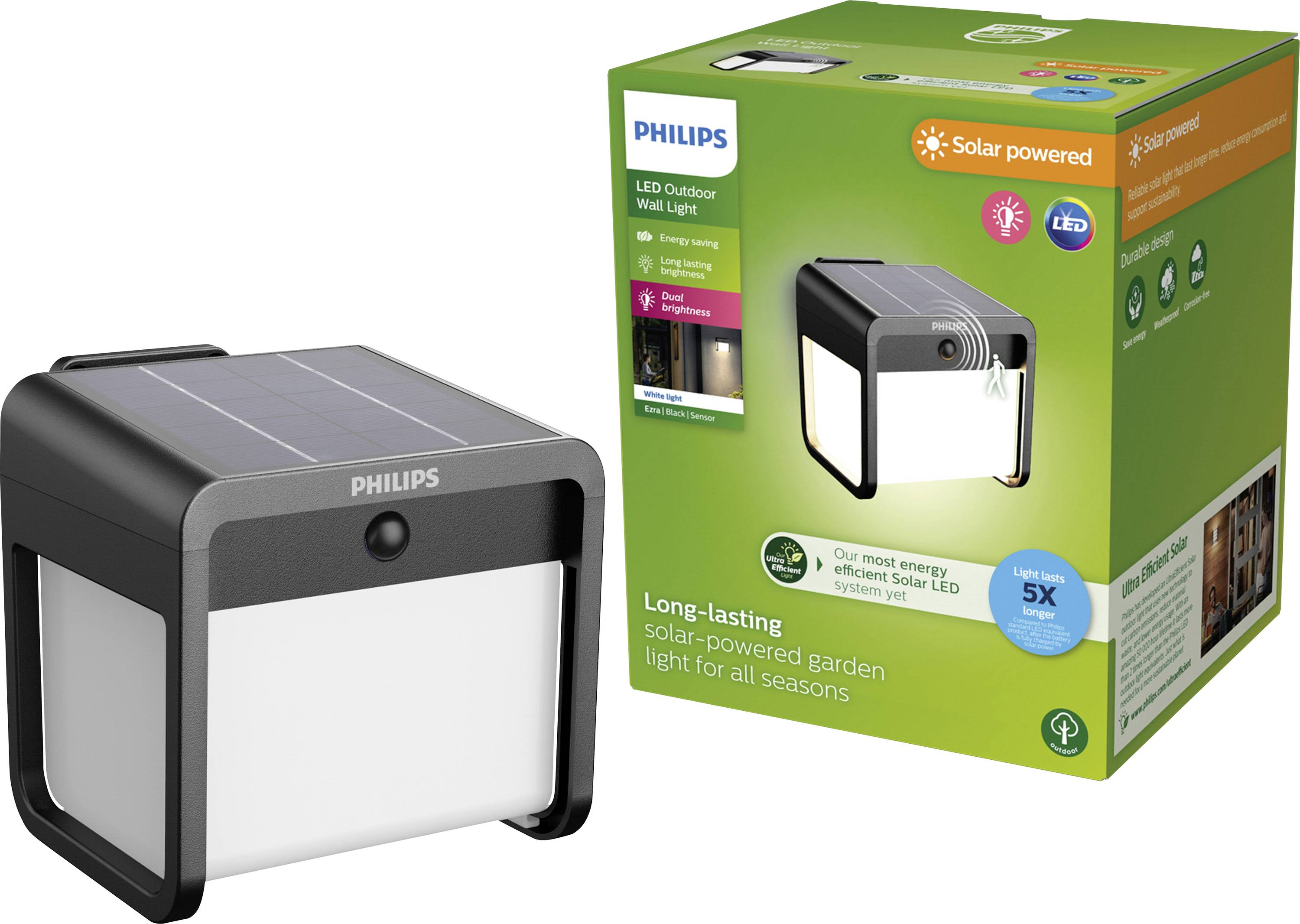 Philips LED Ezra 929004631601 Solar outdoor wall light ( + motion detector) LED (monochrome) 1.8 W Black