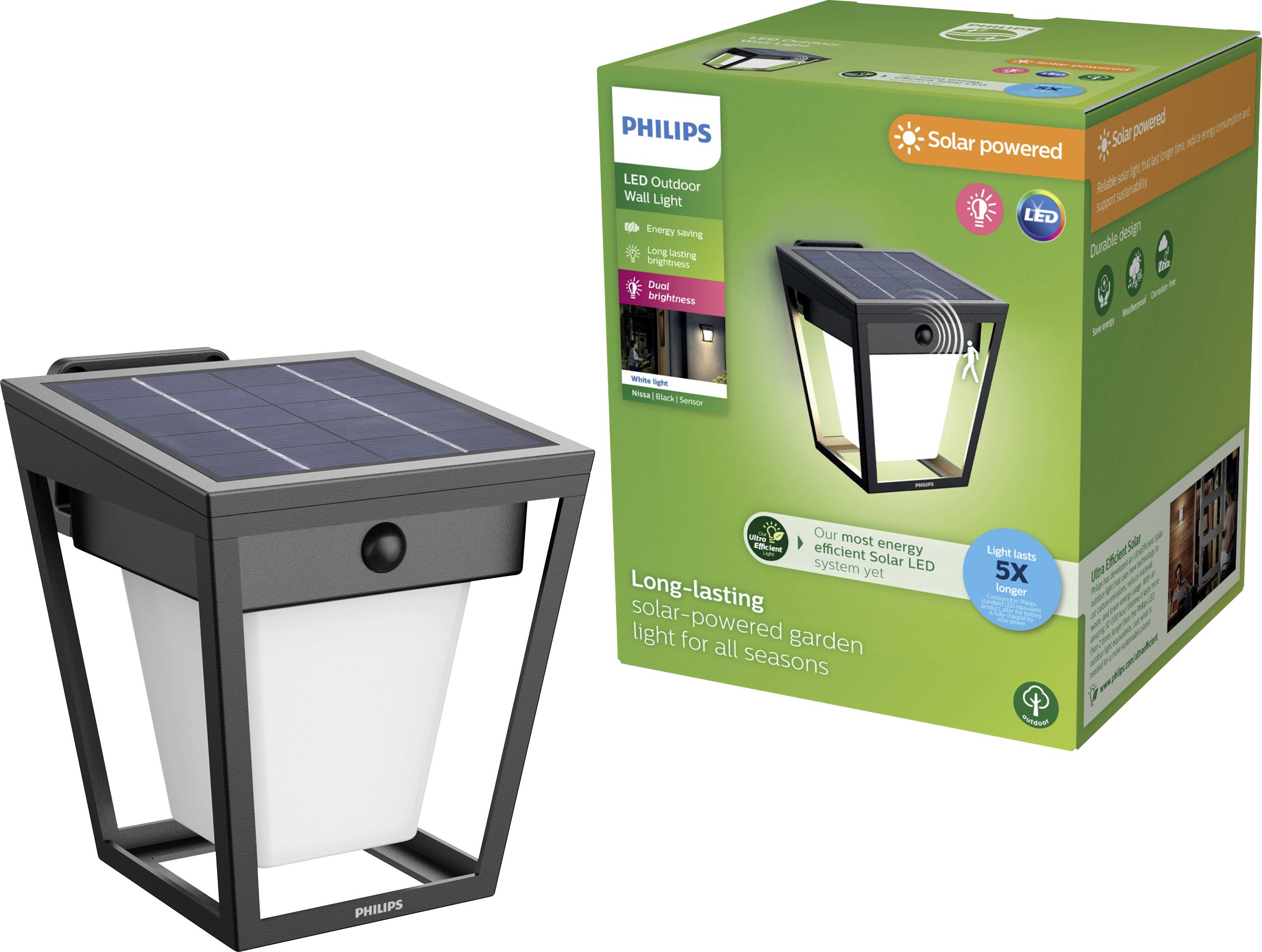 Philips LED Nissa 929004631701 Solar outdoor wall light ( + motion detector) LED (monochrome) 1.8 W Black
