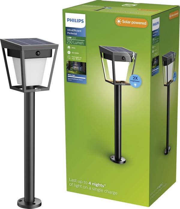 Philips LED 929004632001 Nissa Solar outdoor free standing light LED (monochrome) Built-in LED 1.8 W Black