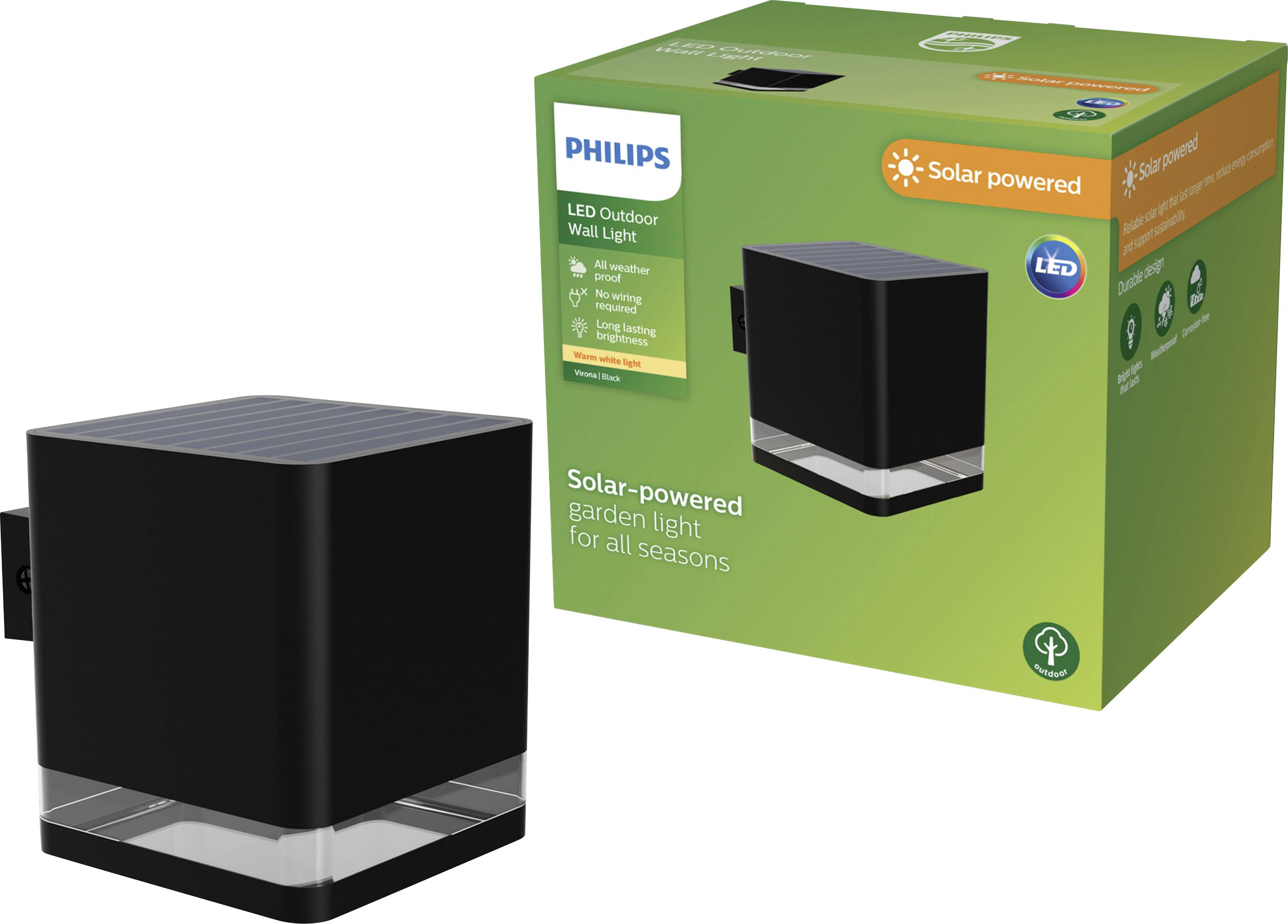 Philips LED Virona 929004658701 Solar outdoor wall light ( + motion detector) LED (monochrome) 1.8 W Black