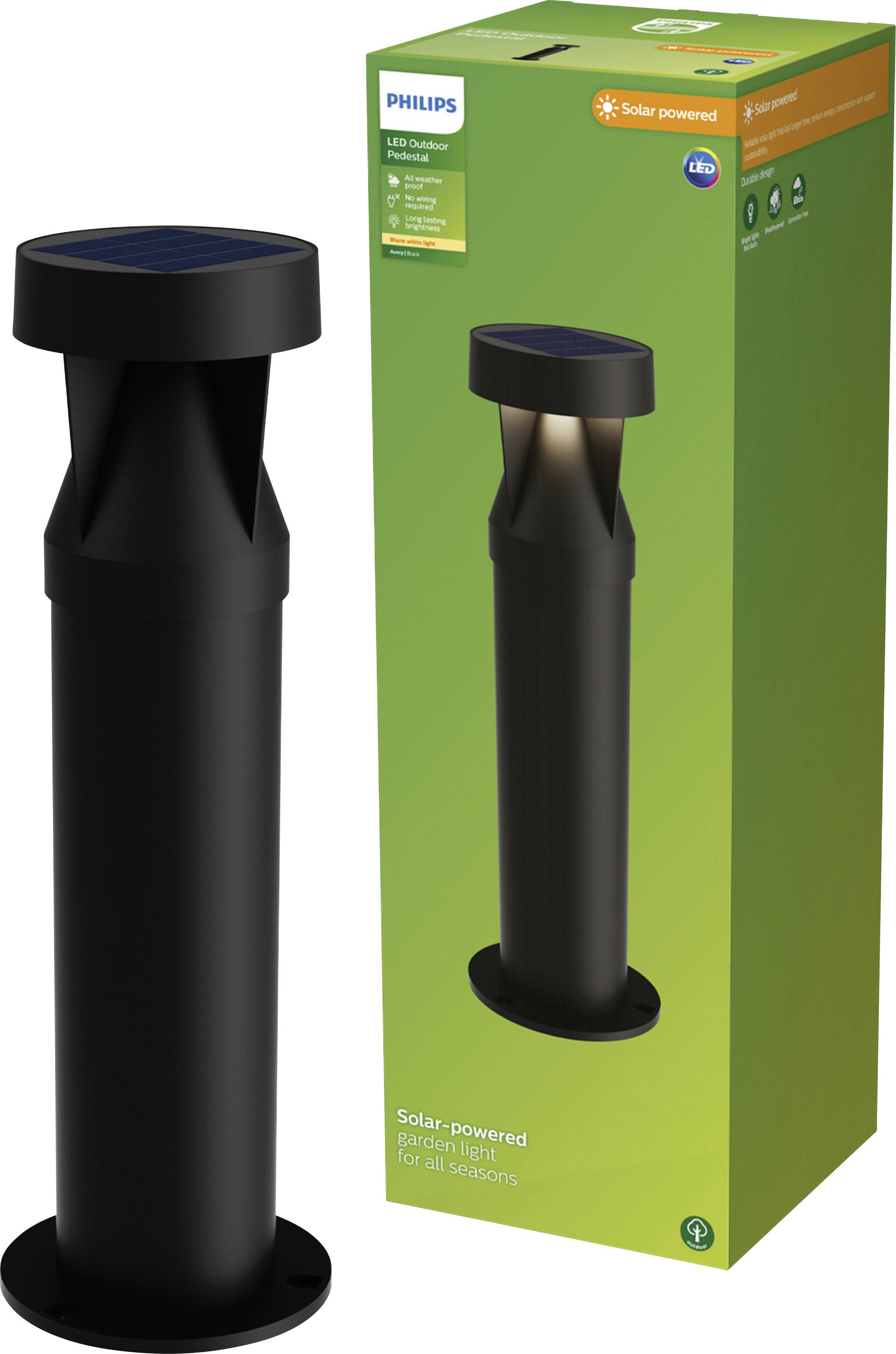 Philips LED 929004659101 Avery Solar outdoor free standing light LED (monochrome) Built-in LED 1.8 W Black