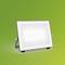A rectangular LED floodlight with a silver casing and white front cover on a green background.