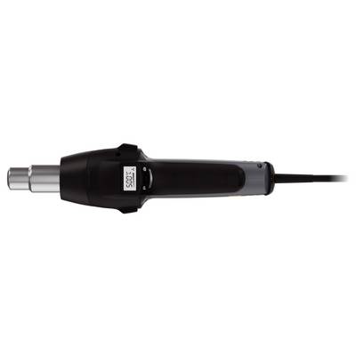 Black hot air blower with digital display, showing 500 degrees Celsius. Connection cable on the right, suitable for shaping materials.