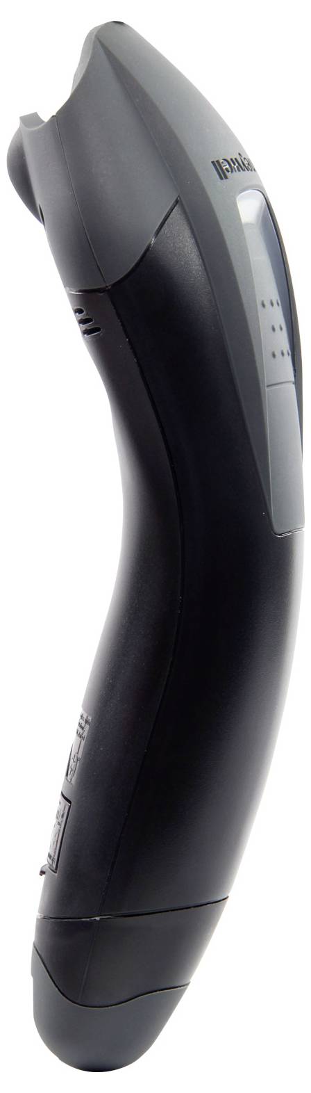 A black ergonomic electric razor in side profile, suitable for a comfortable shave.