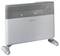 A grey radiator with a metal grille on top, standing on two feet. The brand name 'sygonix' is visible at the front.