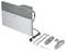 A white electric heater with a ventilation grille at the top, power plug, and included mounting hardware for wall installation.