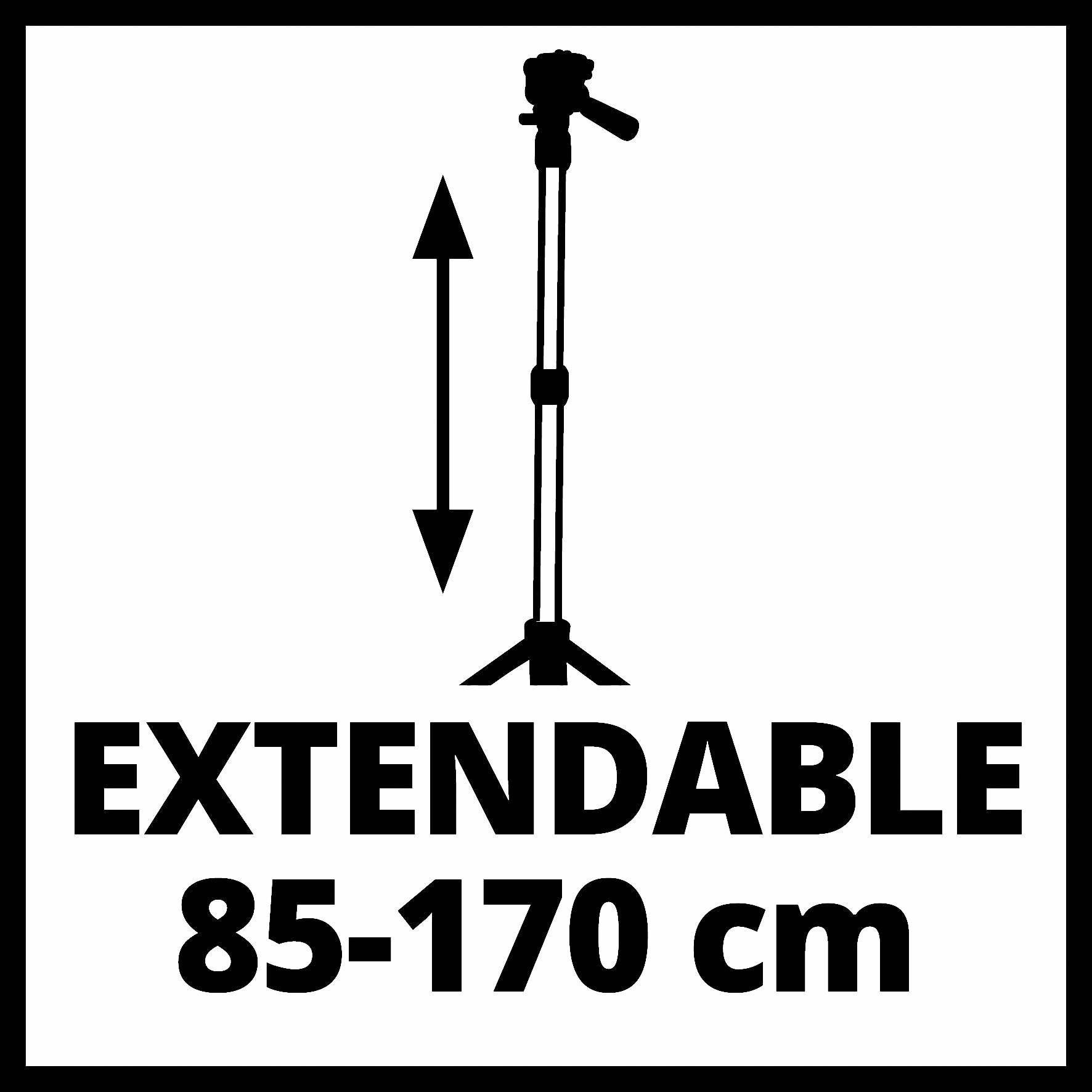 A telescopic tripod with a height adjustment from 85 to 170 cm is shown in the graphic.