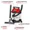 Vacuum cleaner with a central carrying handle, high suction power, 1.5 m hose, floor nozzle, crevice tool and 12 L stainless steel container.