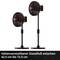 An adjustable-height standing fan, ranging from 42.5 cm to 72.5 cm. Black and red, showing two height settings.