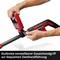 A person is holding an adjustable auxiliary handle of a tool. Below it reads: 'Infinitely adjustable auxiliary handle for convenient two-handed operation.'