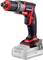 Cordless drill in red and black with an ergonomic handle and LED light, battery compartment located at the base. Suitable for DIY projects.