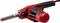 Electric belt sander in red and black, compact and handheld, suitable for sanding wood or metal surfaces.