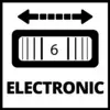 'Electronic' is positioned beneath a stylised LED display showing the number 6 with a double arrow above it.