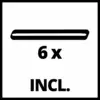 'Six cables included' shows a symbol of a cable with the number 6 above it.