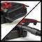A red and black electric power tool shows two perspectives: a close-up of the front grille and the hose connection.