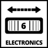 Sign with an arrow and the text 'Electronics 6'. Indicates Department 6 for electronic products.