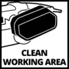 'Clean Working Area' Sign with a Stylised Vacuum Cleaner Illustration