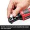 A hand is holding an electric screwdriver with a red and black grip. Text: 'Right/Left rotation for tightening & loosening screws'.