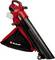 A red leaf blower with a black pipe and collection bag, brand 'Einhell'. Suitable for garden work.