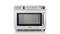 A microwave with a digital time display in the top left corner and numbered buttons above it. The 'Sharp' brand is listed below.