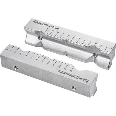 Metal clamping jaw pair with measuring scale, suitable for precise clamping in vices. Marked with 'BROCKHAUS | HEUER'.