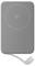 Grey power bank with Qi2 wireless charging symbol, 5000mAh capacity, 30W output power, integrated USB-C cable.