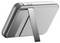 Portable power station in silver with a folding stand and rounded design.