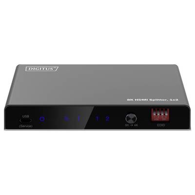 Digitus DS-55339 1+2 ports HDMI splitter Steel casing, LED display, + LED indicator lights, suitable for indoor use 7680-1